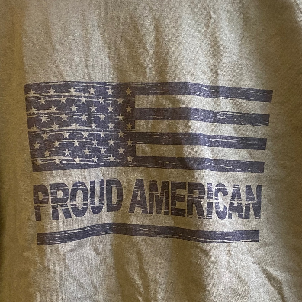 Proud American/Flag Graphic Large Army Green Tee NWT 4th of July